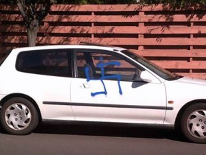 Swastika on car in Bentleigh