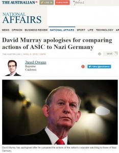 160406 The Australian David Murray apologises for comparing actions of ASIC to Nazi Germany 1